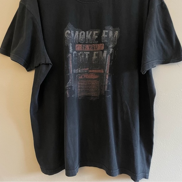Vintage “Smoke Em If You Got Em” Black Graphic T-Shirt - Size XL - 25" PTP - GUC - Picture 4 of 9
